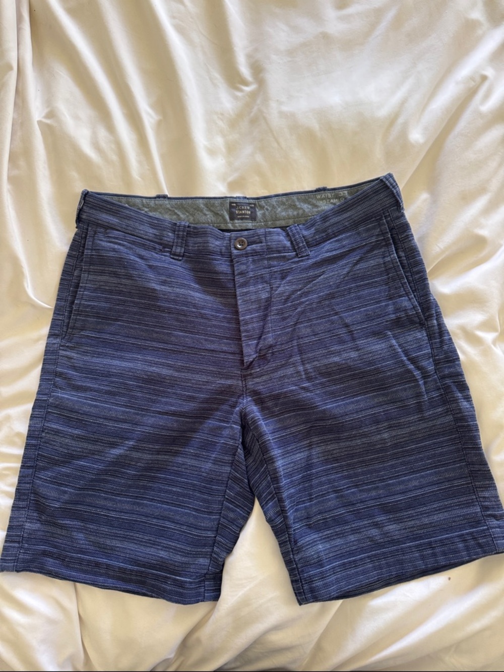 J. Crew Navy Striped Flat-Front Men's Shorts